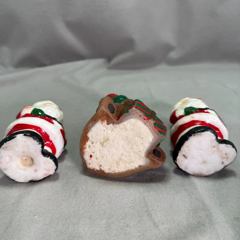 Vintage Christmas Candle Lot Interpur Santa Claus Teddy Bear Retro Kitsch Unlit